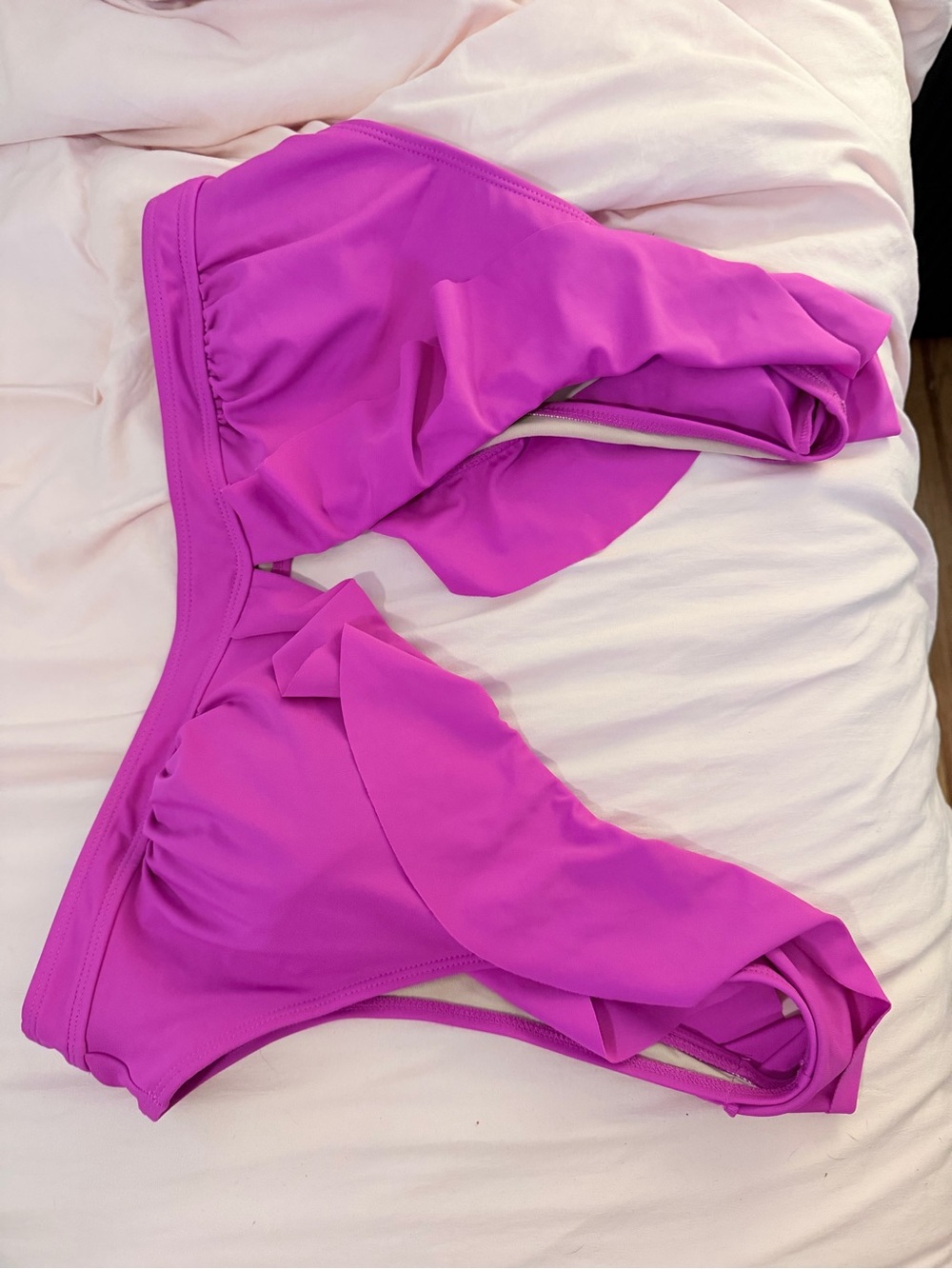 Old Navy Bright Magenta Ruffle Bikini Top
